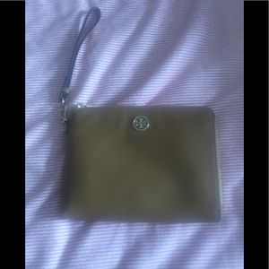 Tory Burch Leather Tan luggage large zip wallet
